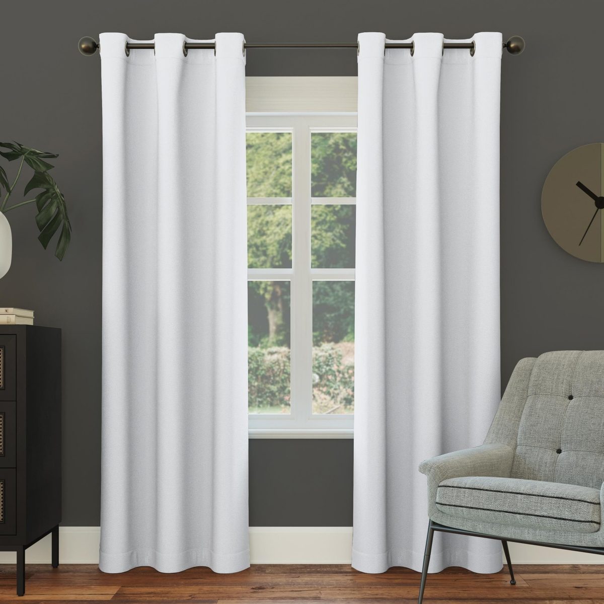 Sun Zero Nolan Energy Efficient Blackout Grommet Single Curtain Panel 40 x 63 Dove White