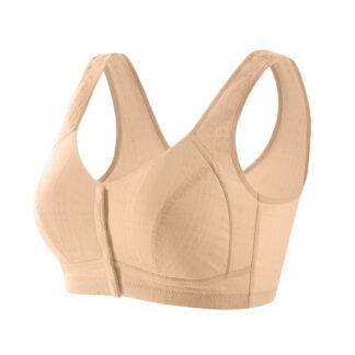 Einccm Bras for Older Women Front Closure Wireless Bra Breathable Comfortable Supportive Plus Size Everyday Bralette Soft Nylon Stretch Fabric for Daily Wear