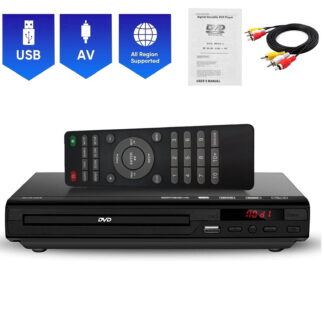 DVD Player for Smart TV, Simple DVD Player for Elderly, CD Player with USB Input and AV Cable, Black