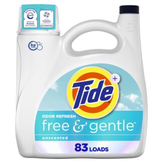 Tide Free & Gentle Laundry Detergent Liquid for Sensitive Skin, Hypoallergenic, Perfume Free, 117 fl oz