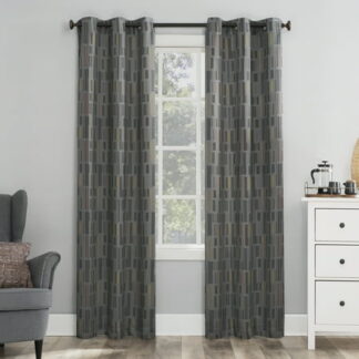 Mainstays Grommet Blackout Single Curtain Panel  Gray Geo  40 W x84 L