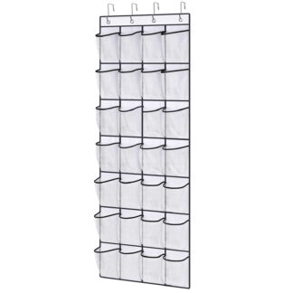 Kusmil Over the Door Shoe Organizer, 28 Large Pockets Hanging Shoe Organizer, White