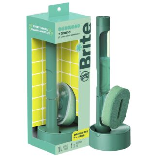 Brite by Scotch-Brite Fillable Dishwand with Drain + Dry Stand, Household and Kitchen Sponge