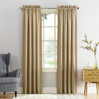 Sun Zero Kylee Energy Efficient Room Darkening Rod Pocket Curtain Panel  54  X 95   Taupe