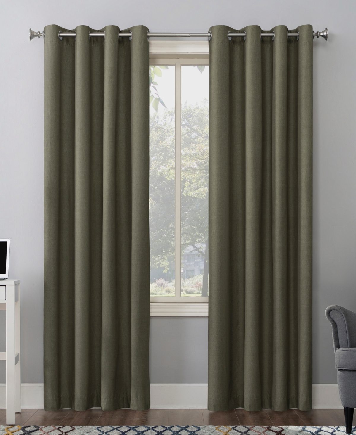 Sun Zero Duran Thermal Insulated 100% Blackout Grommet Curtain Panel 50 x108 Olive Green (Single Panel)