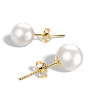 4.00 CTTW 18K Gold Plated Genuine Cultured Pearl Earring in 18k Yellow Gold