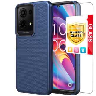TJS Phone Case for TCL K32 5G / K33 5G, with Tempered Glass Screen Protector