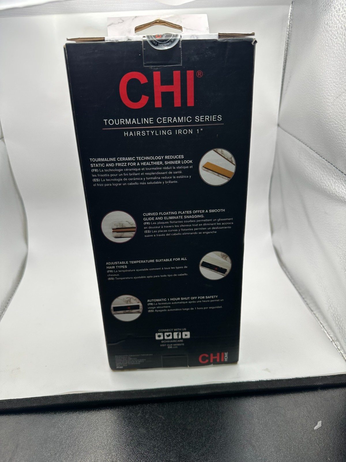 CHI Tourmaline Ceramic Flat Iron 1" in Modern Marble - Image 2