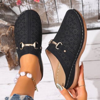Spring Summer Sandals Women Wedge Closed Toe Slip-on Leisure Slippers for Spring Summer Casual Daily Holiday Beach