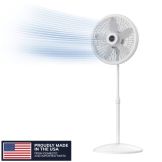 Lasko Cyclone 18" 3-Speed Adjustable Oscillating Pedestal Fan, White, S18931