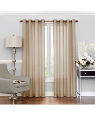 Eclipse Liberty Light Filtering Window Curtain 52 Inches Wide x 95 Inches Long  Single Window Curtain Panel  Grommet  Ecru Cream