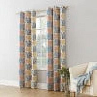 Mainstays Grommet Blackout Single Curtain Panel  Beige Leaf  40 W x 63 L
