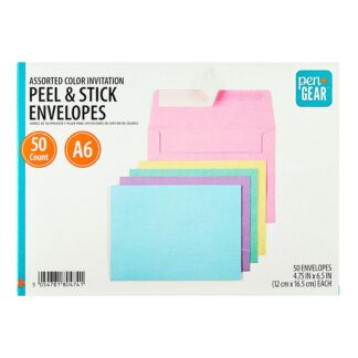 Pen+Gear A6 Invitation Peel and Stick Envelopes, Assorted Colors, 4.75 in x 6.5 in, 50 Count