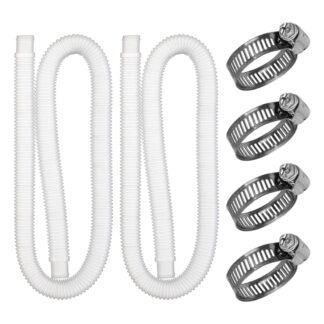 Above Ground Pool Hoses 2-Pack, 1.25" x 39" Filter Pump Replacement Hoses with 4 Metal Clamps