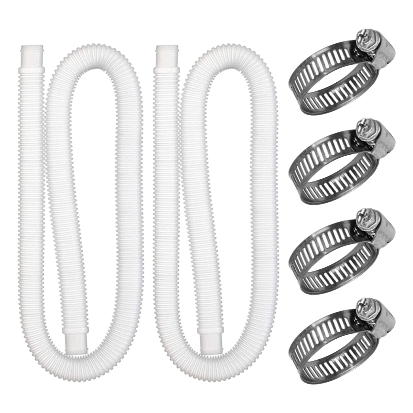 Above Ground Pool Hoses 2-Pack, 1.25" x 39" Filter Pump Replacement Hoses with 4 Metal Clamps
