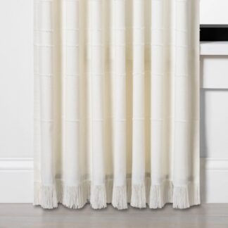 84" Fringe Stripe Curtain Panel Sour Cream - Hearth & Hand with Magnolia