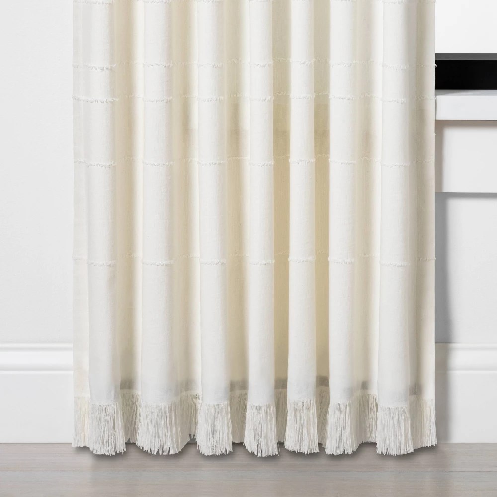 84" Fringe Stripe Curtain Panel Sour Cream - Hearth & Hand with Magnolia