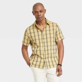 Men's Casual Fit Short Sleeve Button-Down Shirt - Goodfellow & Co™ Yellow L