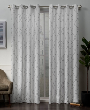 Exclusive Home Belmont Embroidered Room Darkening Blackout Grommet Top Curtain Panel Pair  52 x96   Winter