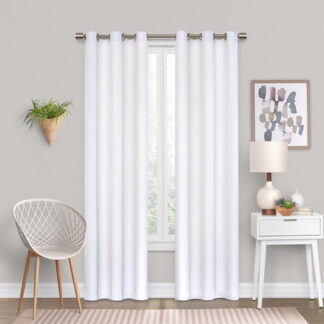 Eclipse Dayton Solid Color Blackout Grommet Single Curtain Panel  White  42 x 63