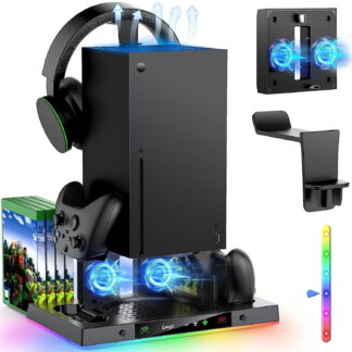 Upgraded RGB Cooling Fan Charging Station for Xbox Series X Console & Controller, Dual Charger Dock