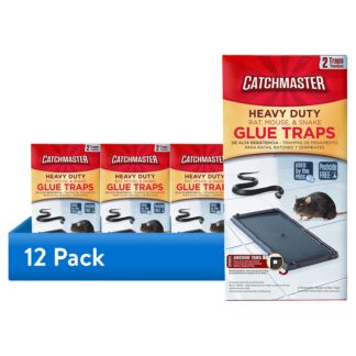 (12 pack) Catchmaster Heavy Duty Solid Glue Traps, 2 Count - for Rats, Mice & Insects