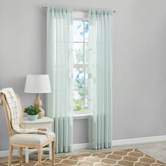 Mainstays Bel Air Sheer Wide Single Curtain Panel Mint 50 W x 63 L