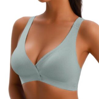 Comdrip Women's Front Closure Racerback Plus Size Unlined Underwire Bra, Mint Green XL