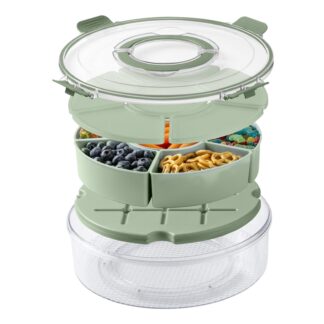 Cook with Color Rotating Snack Box with Ice Block and Carry Handle, Portable Compartments for Lunches and Commutes, Sage
