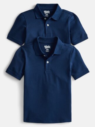 Wonder Nation Boys School Uniform Short Sleeve Pique Polo Shirt, 2-Pack, Size 4-18 & Husky (UPC 45302)
